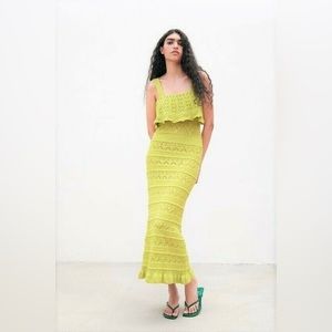 Zara Yellow/Green Crochet Dress